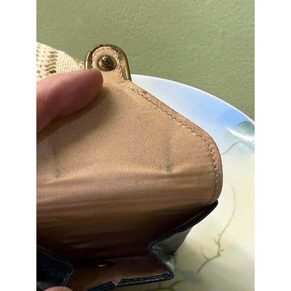 Vintage 40's Dorset 5th Ave Green Leather Compact Coin Purse - Picture 8 of 15